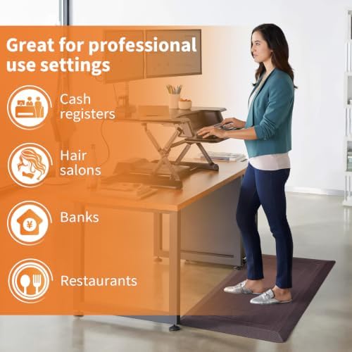 UKISS 9/10"" Extra Thick Cushioned Anti Fatigue Kitchen Mat, Waterproof High Density Foam Standing Desk Mat, Non-Slip Ergonomic Comfort Mat for Kitchen, Office,Workstation (Brown, 20" X 32")