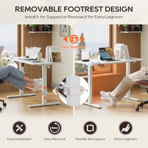 MALOL 47" x 24" Height Adjustable Electric Standing Desk, White