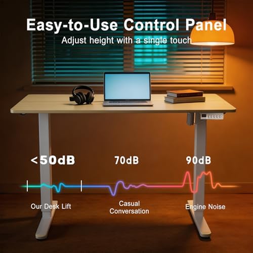 48 Inch Height Adjustable Standing Desk for Home Office, White