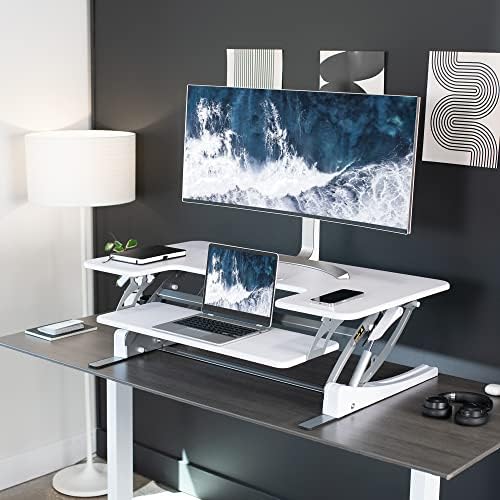 VIVO White 42 in Standing Desk Converter, DESK-V000VLW