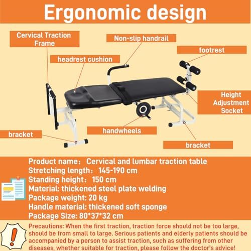 Electric Traction Machine for Neck and Back, Fitness Full Body Traction Device, Home Spinal Decompression Stretcher for Lower Back Pain Relief ,Lumbar & Cervical Traction Decompression Table