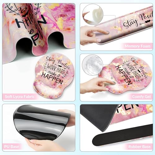 Desk Mat Set Keyboard and Mouse Pad with Wrist Rest Support