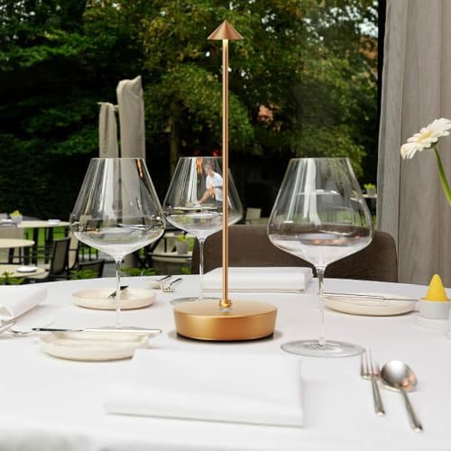 Set of 2 LED Cordless Table Lamp, Rechargeable Battery Operated Dimmable Restaurant Table Lamp, 6000mAh, Outdoor Patio Gold