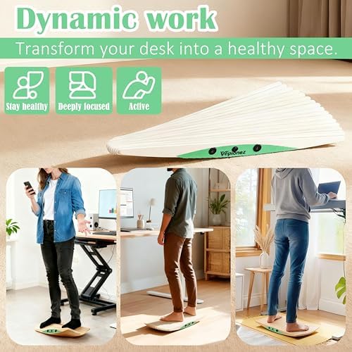 Wooden Balance Board, 440LBS Capacity Wobble Balance Board for Standing Desk 3D Design Anti-Fatigue Anti-Slip Rocker Board for Core Strength, Physical Therapy,Surfers Skiing Skateboarding Simulation