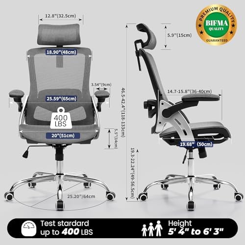 Fizzin Office Chair Mesh Desk Chair with 3D Armrests Computer Chair