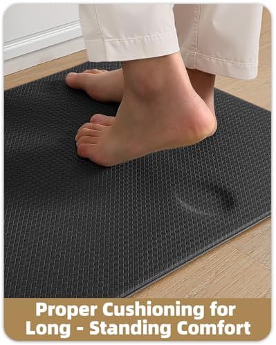 Color&Geometry Wide Kitchen Floor Mat 24x87 Anti Fatigue Easy Clean, Black