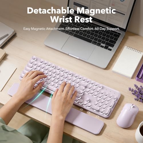Rechargeable Backlit Wireless Keyboard and Mouse Combo, Magnetic Wrist Rest