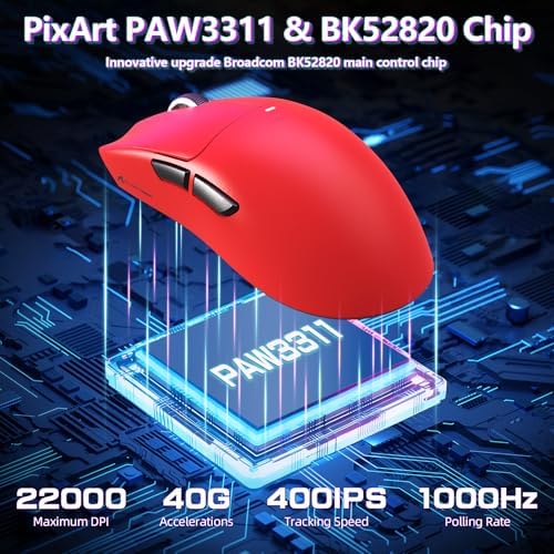 ATTACK SHARK X11 SE Tri Mode Lightweight Wireless Gaming Mouse - Red