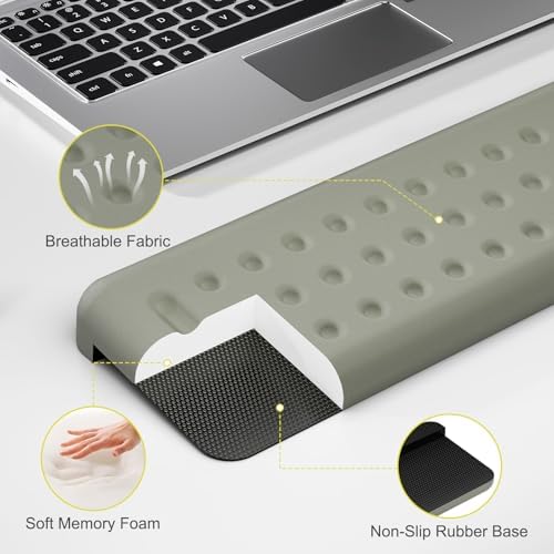 Leolee L-Shaped Desk Elbow Pads for Desk, Grey Memory Foam Arm Rest