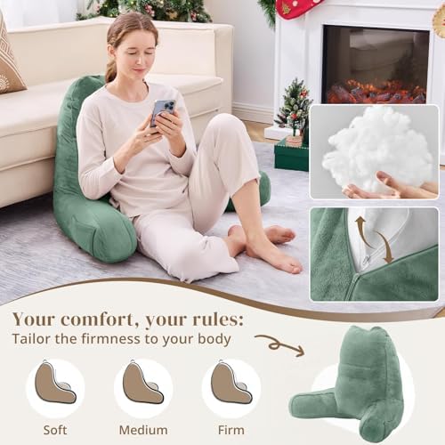 Sasttie Reading Pillow for Bed, Back Pillow for Sitting Up, Sage