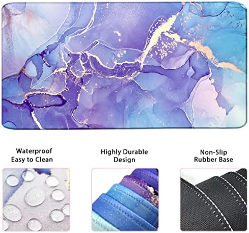 Large Mouse Pad and Keyboard Wrist Rest, Desk Pad for Keyboard and Mouse, 4-in-1 Large Gaming Mouse Pad with Wrist Support - Purple Marble