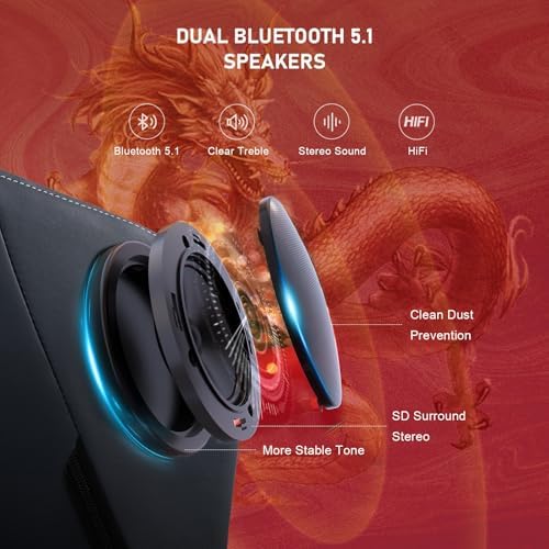 GTPLAYER Gaming Chair with Bluetooth Speakers and Footrest, Dragon Series Video Game Chair, Heavy Duty, Ergonomic, Esports Computer Office Chair, (BLUEGRAY)