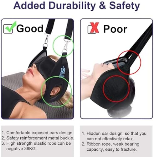 VBoo Cervical Neck Traction Device - Neck Stretcher with Gentle Pull, for Neck Tension Relief, Easy to Use with Door/Railing – Portable Neck Relaxation Tool