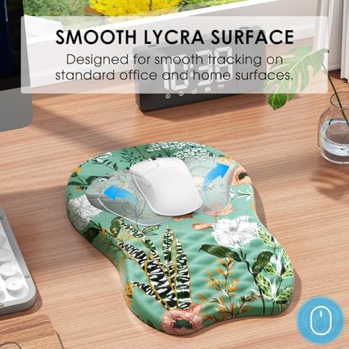 MROCO Ergonomic Mouse Pad with Wrist Support, 11.8x7.8 in, Garden Whispers