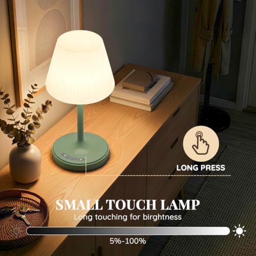 Waterproof Shower Lamp Outdoor Cordless Table Lamp, 3-Color Dimmable -Green