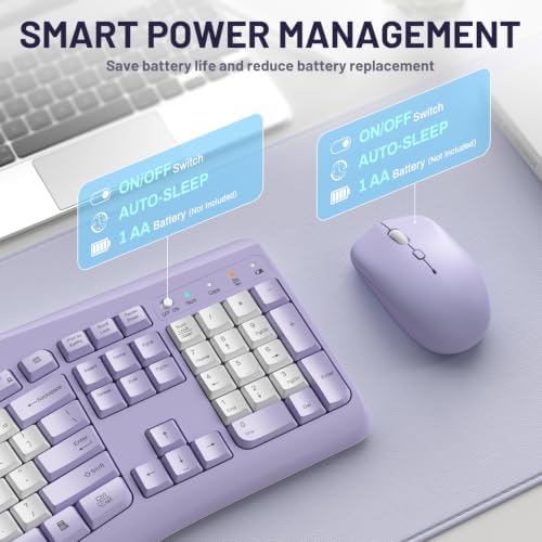 Wireless Keyboard and Mouse Combo Silent Ergonomic Curved Design for Office