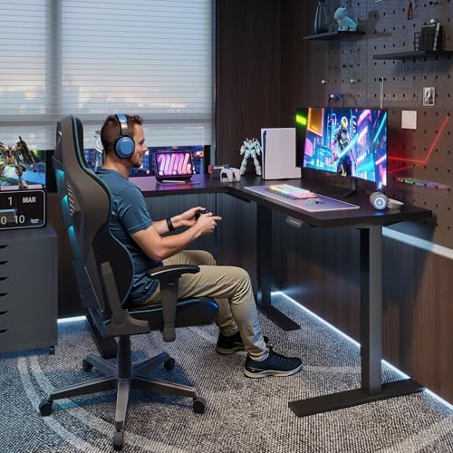 SANODESK 63" Reversible L-Shaped Electric Standing Corner Computer Desk