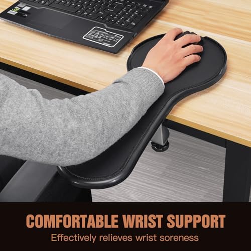 Upgrade Chair arm Mouse pad, Ergonomic Arm Rest Mouse Pads for Chairs and Desk, Adjustable Mouse Tray,Forearms Pressure Relief Computer Desk Extender, Black (Black（YU8351）)