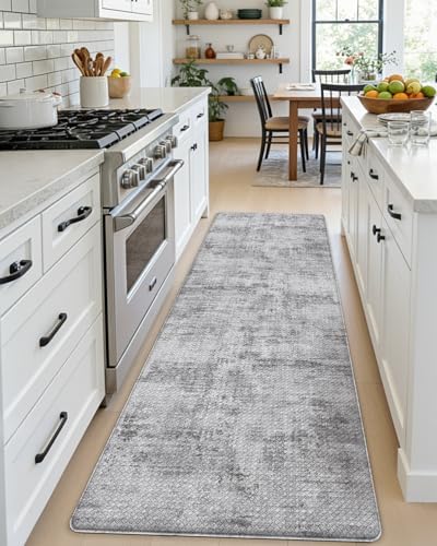 DEXI Kitchen Floor Mats Cushioned Anti Fatigue Runner, 23x107 Dark Grey