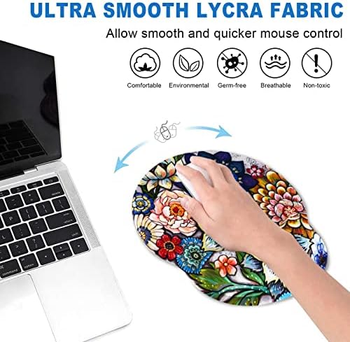 ToLuLu Mouse Pad Wrist Rest Support Gel, Ergonomic Mouse Pads with Non Slip PU Base, Mouse Wrist Rest Pad for Laptop Computer Home Office Working Gaming Pain Relief, Beautiful Flo
