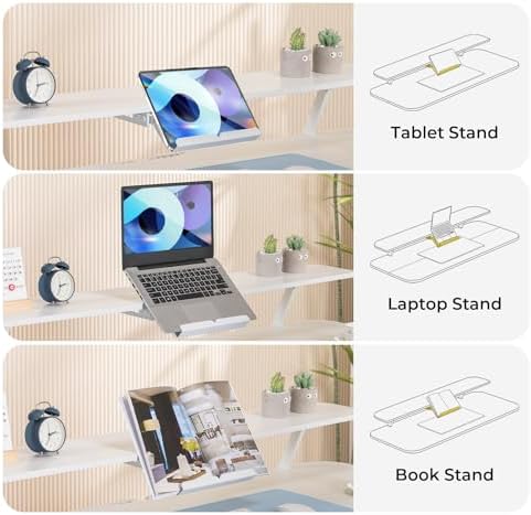COMHOMA Electric Standing Desk with Drawers, 55 x 24 Inch Sit Stand up Desk with Monitor Stand, Laptop Stand, Height Adjustable Ergonomic Home Office Computer Desks with Memory Preset Controller