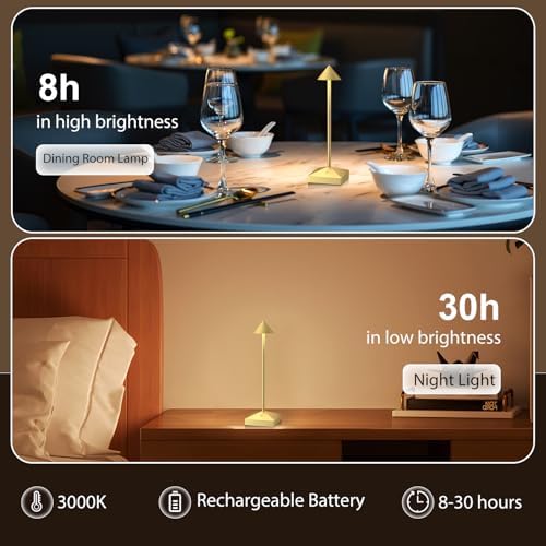 3 Pack Small Gold Rechargeable Cordless Table Lamps Dimmable