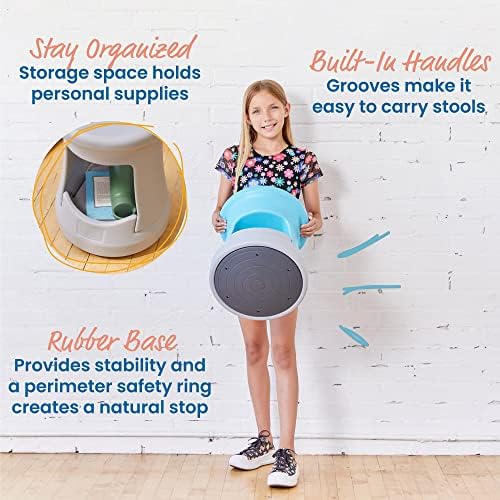 ECR4Kids Active Storage Wobble Stool, 15in Seat Height, Childrens Furniture, Cyan/Light Grey