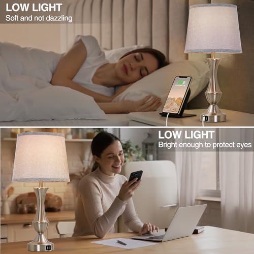 Touch Table Lamps Set of 2, 22" Tall Bedside Lamps, Nightstand Lamps