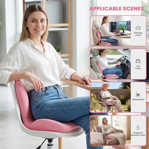 Ergonomic Seat Cushion for Office Chairs Lumbar Support Pillow, Pink
