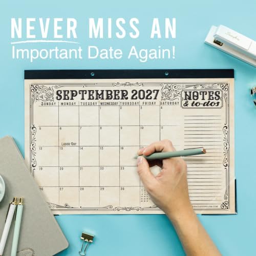 Large Desk Calendar 2027 - Desktop Calendar 2027-2028