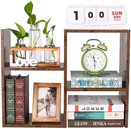 PAG-Mass Desktop Bookshelf Freestanding Wooden Countertop Bookcase Accessories Organizer Display Rack Dorm Desk Storage Shelf