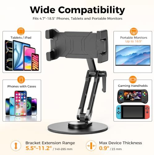 Portable Monitor Stand for Desk, Heavy Duty Adjustable Tablet Stand Holder