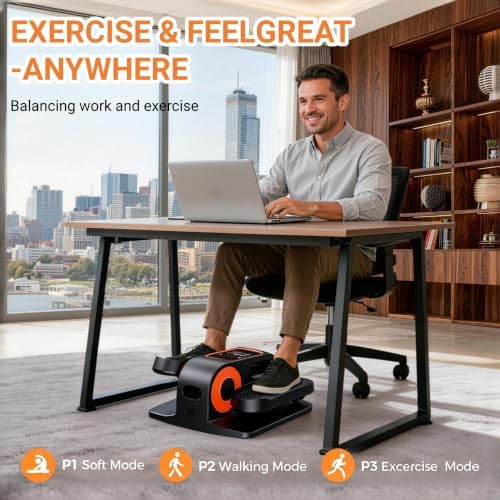 Under Desk Elliptical, Elliptical Leg Exerciser for Seniors, Home Portable Elliptical with Remote Control and 12 Adjustable Speeds, Electric Seated Pedal Exerciser