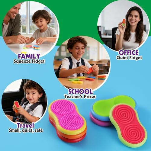 Sensory Fidget Magnet Toys for Kids & Adults, 6 Pack Silicone Magnetic Sliders Stress Relief Anxiety for ADHD Autism, Adults Office Desk/Travel/Classroom Toys ﻿for Focus, Stocking Stuffers Gifts