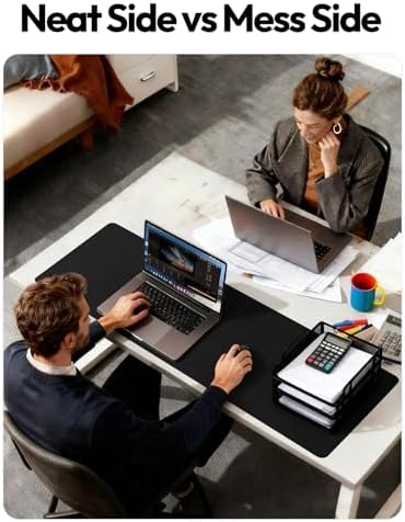 YSAGi Leather Desk Protector, Office Mat, Large Mouse Mat, Non-Slip PU Leather Blotter, Laptop Desk Mat, Waterproof Writing Pad for Office and Home(Black, 63" x 24")
