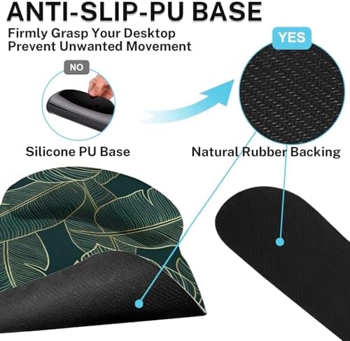 Britimes Ergonomic Mouse Pad Set with Wrist Rest, Green Palm Leaves