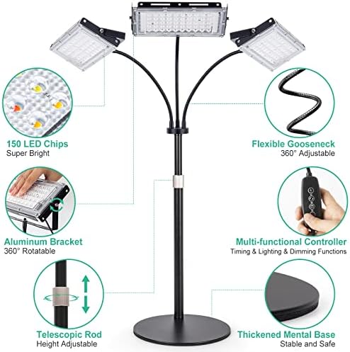 LBW Grow Light for Indoor Plant,Full Spectrum Dual Heads Desk Plant Light