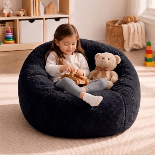 HUGHEAVEN Kids Bean Bag Chair, Small Memory Foam Sofa, Ages 3+
