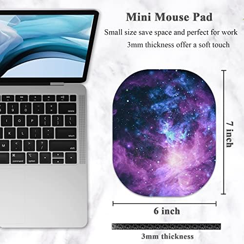Small Mouse Pad 6 x 7 Inch, Oval Mini Mouse Pad with Non-Slip Rubber Base, Waterproof Compact Mouse Mat for Laptop Computer Wireless Mouse Keyboard Tray Home Office Travel, Purple Nebula