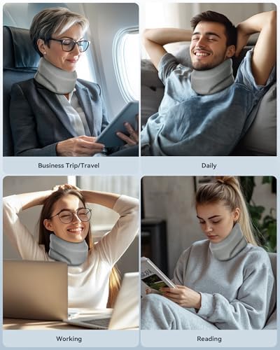 Neck Brace Cervical Collar - Neck Support Brace for Sleeping, Soft Foam Wraps Keep Vertebrae Stable and Aligned for Relief of Cervical Spine Pressure Gray Small(10.6-12.6 Inch)
