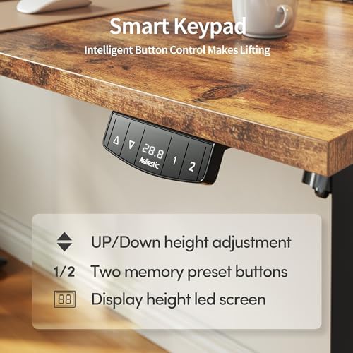 Agilestic 55*24 Inch Height Adjustable Electric Standing Desk, Rustic Brown