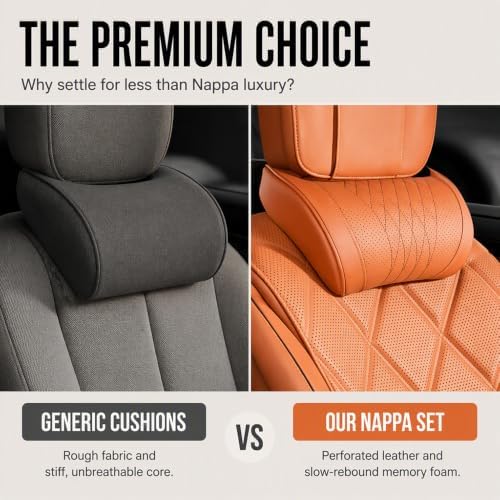 Universal Memory Foam Car Headrest Neck Pillow, Brown