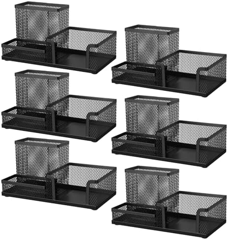 Comix 6 Packs Mesh Pen Holder, Desk Organizer for Home Office, Black