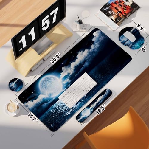 Desk Mat Set Keyboard and Mouse Pad with Wrist Rest Support