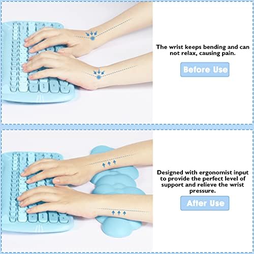 Gaming Keyboard Wrist Rest Pad,Memory Foam Keyboard Palm Rest, Ergonomic Hand Rest,Wrist Rest for Computer Keyboard,Laptop,Mac,Lightweight for Easy Typing Pain Relief (Blue)