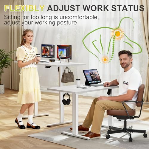 Furmax 45 Inches Electric Standing Desk, Home Office Desk with Phone Holder