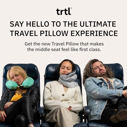 Trtl Pillow Plus - Airplane Neck Pillow for Traveling - Height-Adjustable, Breathable Travel Pillow for Head and Neck Support While on Planes, Cars, and Trains - Machine Washable