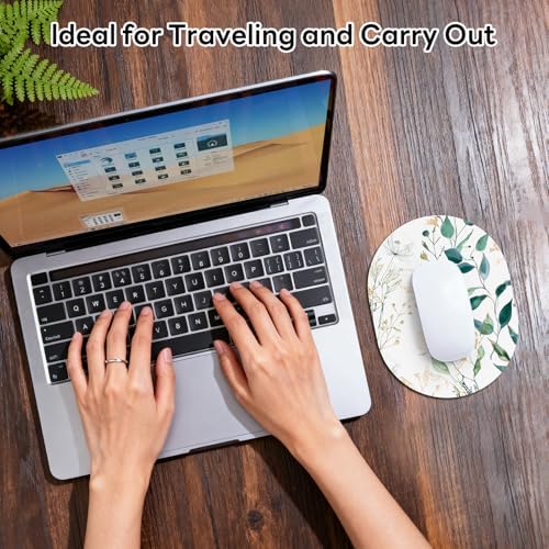 Oval Mouse Pad 6x8in Non-Slip for Laptop,Leaves