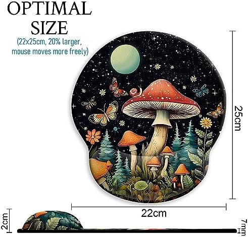 Blusabaca Mushroom Mouse Pad Wrist Rest Ergonomic Mousepad Wrist Support