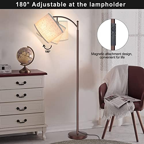 Floor Lamp for Living Room, 4 Color Temperature LED Floor Lamp with Remote Control & Foot Switch, LED Bulb Included, Modern Standing Lamp for Bedroom, Study Room, Office - Oil Rubbed Bronze